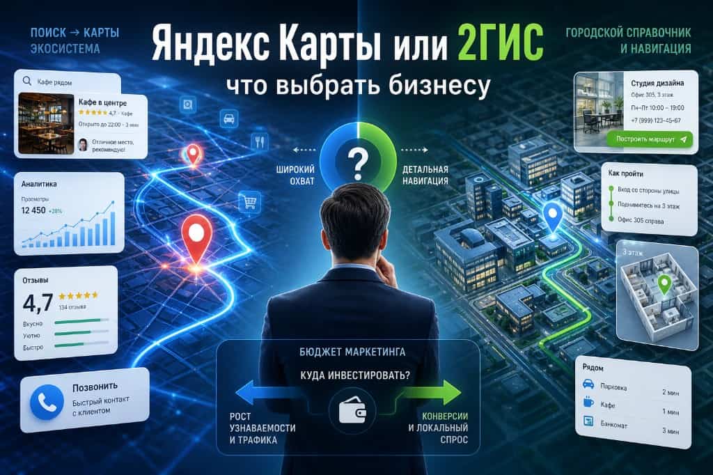 Яндекс Карты или 2ГИС: что важнее для бизнеса в 2026